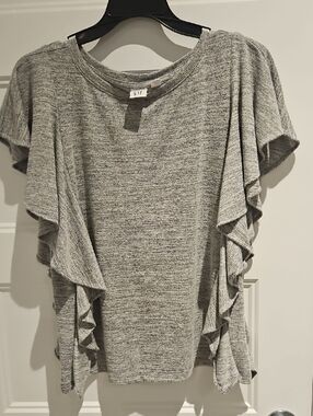 GAP Heather Gray Ruffle Sleeve Knit Top